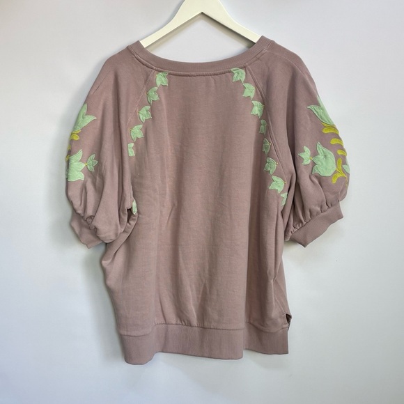 NWT Anthropologie Short-Sleeve Appliqué Sweatshirt XL - Picture 9 of 11